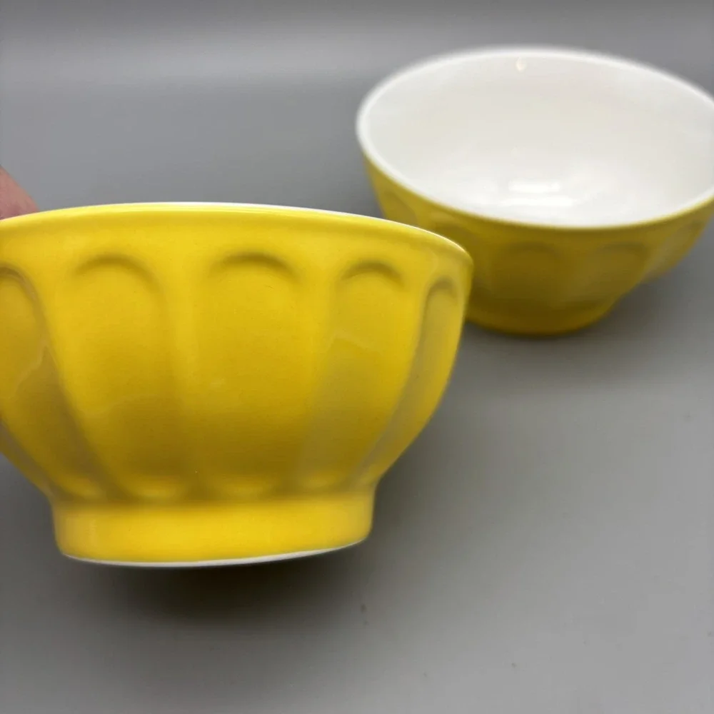 Crate and Barrel Bowls, Column Design, Dessert/Fruit/Sauce/All Purpose Yellow